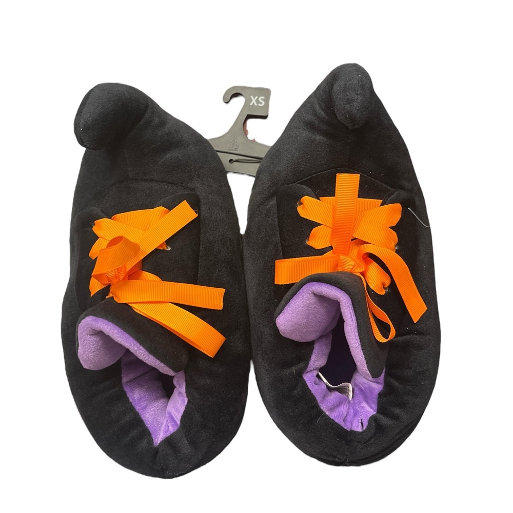 Black and Orange Halloween Witch Shoe Slippers Multiple Sizes